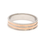 Load image into Gallery viewer, Front View of Designer Platinum &amp; Rose Gold Ring for Women JL PT 1129
