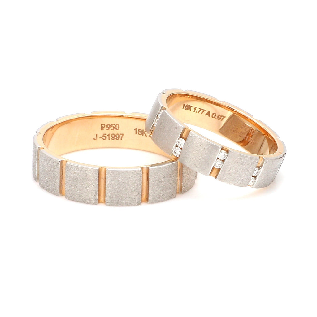 Platinum & Rose Gold Couple Rings with Diamond JL PT 1112  Both Jewelove.US
