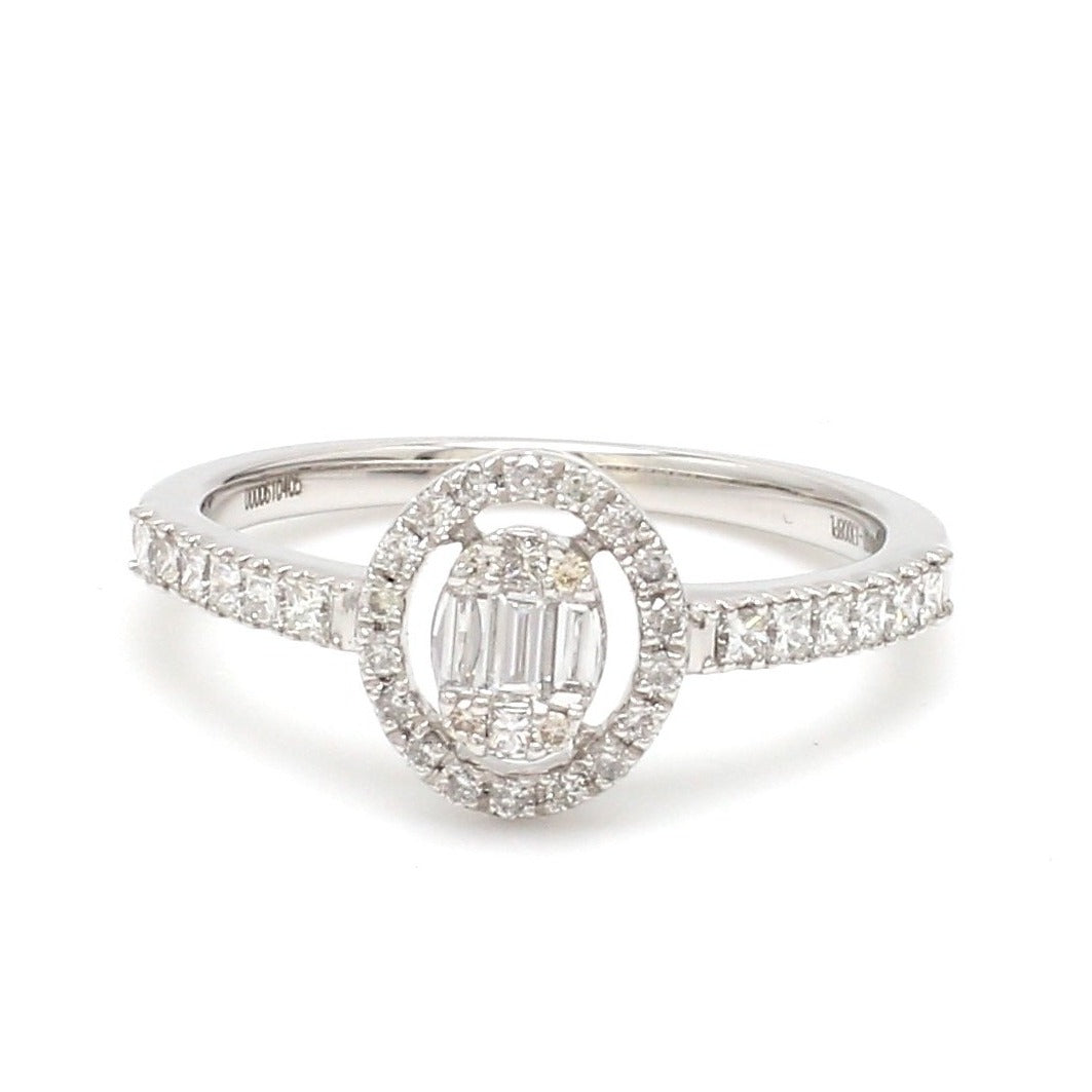 Oval Solitaire-Look Platinum Diamond Ring for Women JL PT 1004   Jewelove
